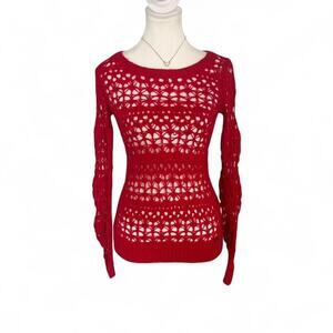 Hollister red crochet sweater Size XS vintage Hollister